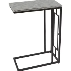 Kirklands Home Gunmetal Black Geometric Metal C-Table Brown Hot