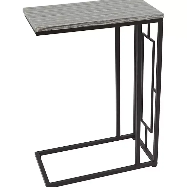 Kirklands Home Gunmetal Black Geometric Metal C-Table Brown Hot