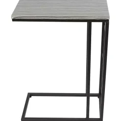 Kirklands Home Gunmetal Black Geometric Metal C-Table Brown Hot