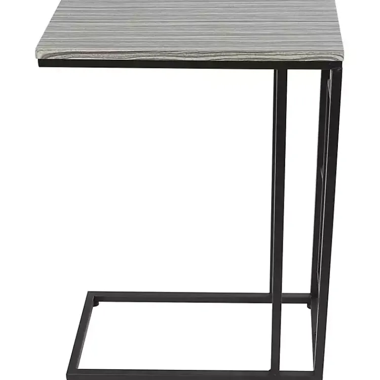Kirklands Home Gunmetal Black Geometric Metal C-Table Brown Hot