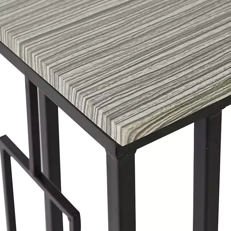 Kirklands Home Gunmetal Black Geometric Metal C-Table Brown Hot