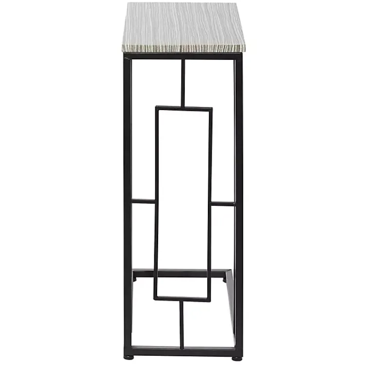Kirklands Home Gunmetal Black Geometric Metal C-Table Brown Hot