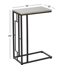 Kirklands Home Gunmetal Black Geometric Metal C-Table Brown Hot