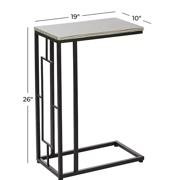 Kirklands Home Gunmetal Black Geometric Metal C-Table Brown Hot