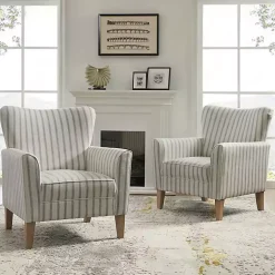 Kirklands Home Gustaf Gray Striped Armchair Best