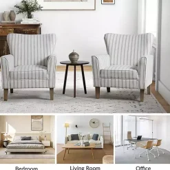 Kirklands Home Gustaf Gray Striped Armchair Best