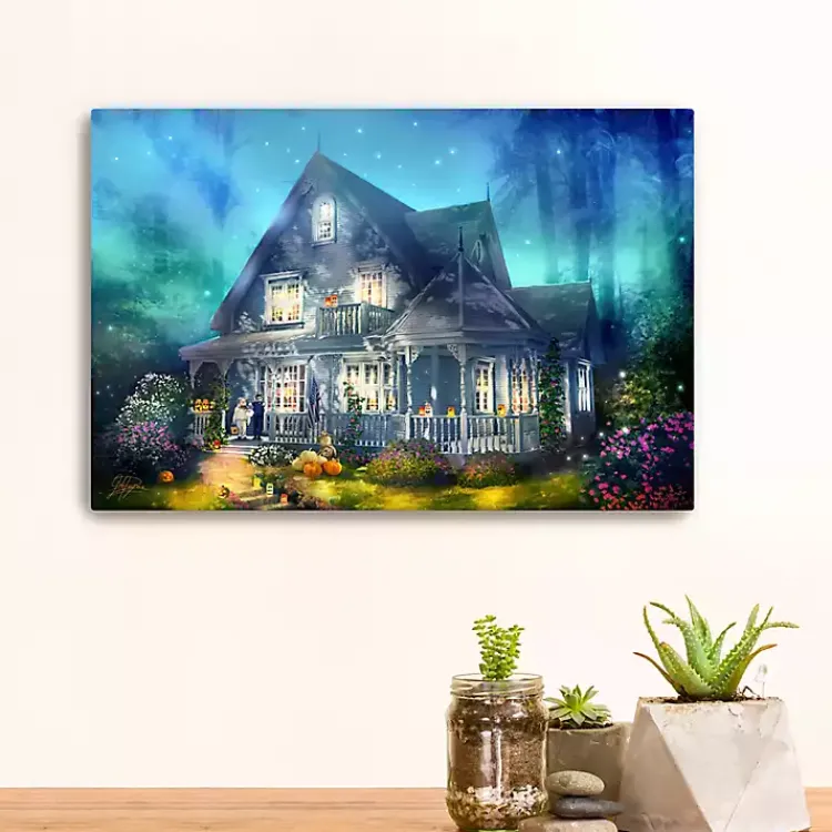 Halloween>Kirklands Home Halloween Mansion Canvas Art Print, 16x24 Blue