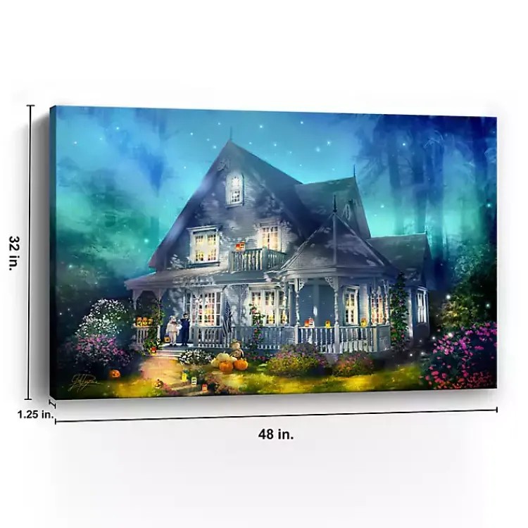 Halloween>Kirklands Home Halloween Mansion Canvas Art Print, 32x48 Blue