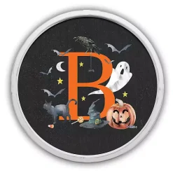 Halloween>Kirklands Home Halloween Monogram B White Framed Wall Plaque