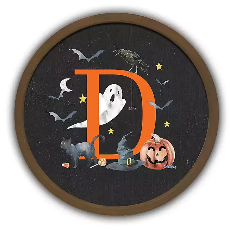 Halloween>Kirklands Home Halloween Monogram D Brown Framed Wall Plaque