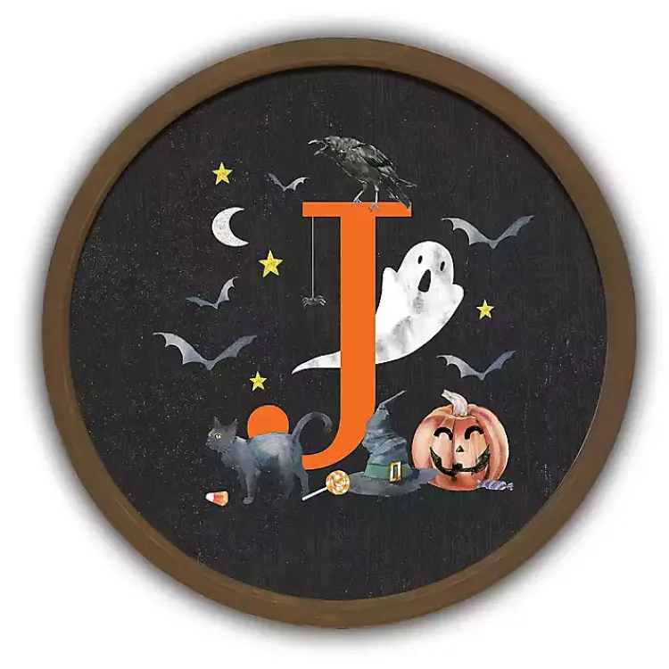 Halloween>Kirklands Home Halloween Monogram J Brown Framed Wall Plaque
