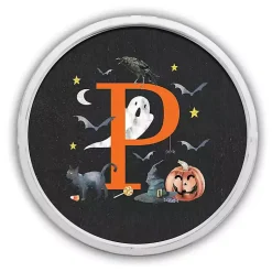 Monogram Seasonal Decor>Kirklands Home Halloween Monogram P White Framed Wall Plaque