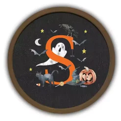 Halloween>Kirklands Home Halloween Monogram S Brown Framed Wall Plaque
