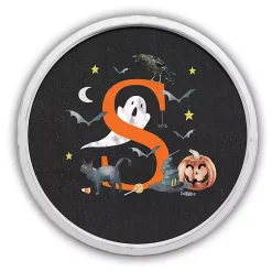 Halloween>Kirklands Home Halloween Monogram S White Framed Wall Plaque