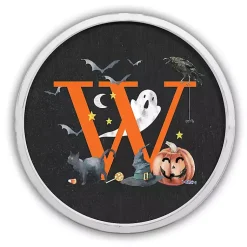 Halloween>Kirklands Home Halloween Monogram W White Framed Wall Plaque
