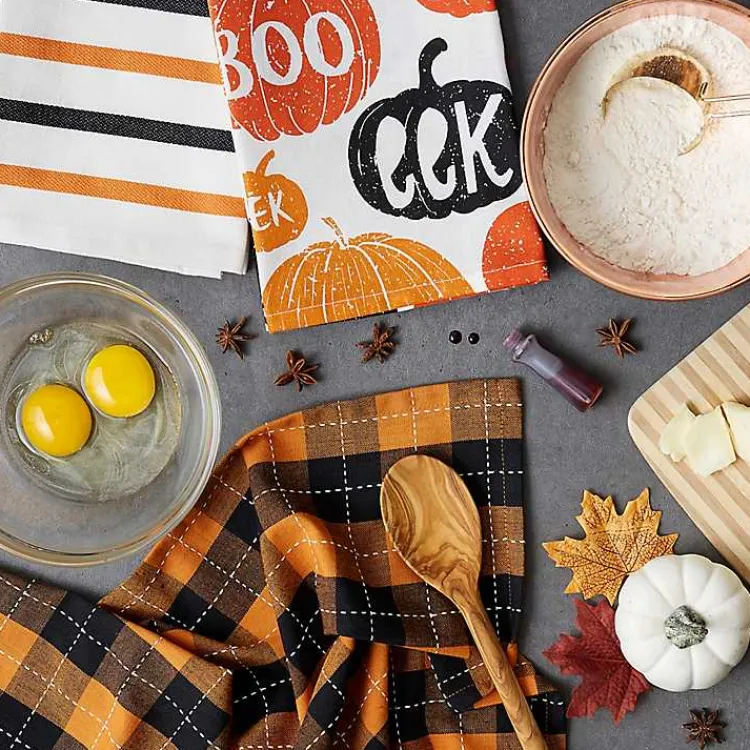 Halloween>Kirklands Home Halloween Pattern Kitchen Towels, Set of 3 Multi