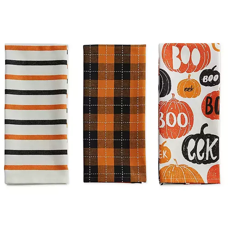 Halloween>Kirklands Home Halloween Pattern Kitchen Towels, Set of 3 Multi