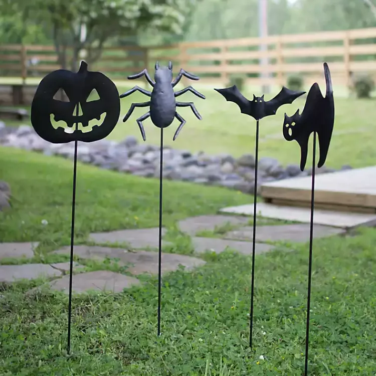 Halloween>Kirklands Home Halloween Yard Stakes, Set of 4 Black
