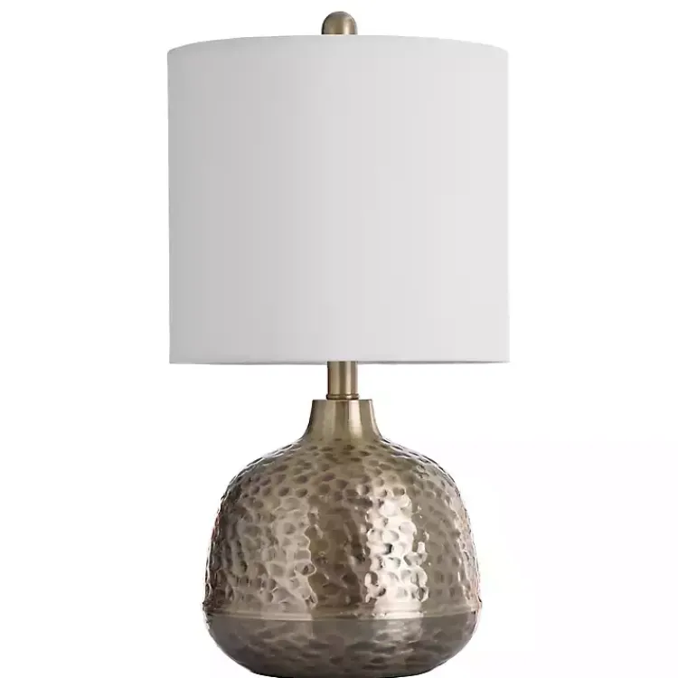 Kirklands Home Hammered Brass Accent Table Lamp White Hot
