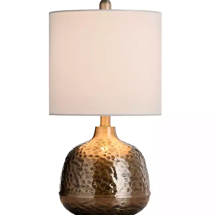 Kirklands Home Hammered Brass Accent Table Lamp White Hot