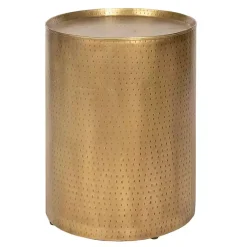 Kirklands Home Hammered Brass Barrel Accent Table Clearance