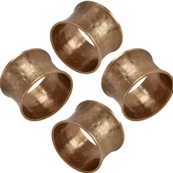 Kirklands Home Hammered Brass Inverted Napkin Rings, Set of 4 Gold Sale