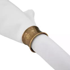 Kirklands Home Hammered Brass Inverted Napkin Rings, Set of 4 Gold Sale