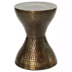 Kirklands Home Hammered Bronze Iron Hourglass Accent Table Brown Outlet