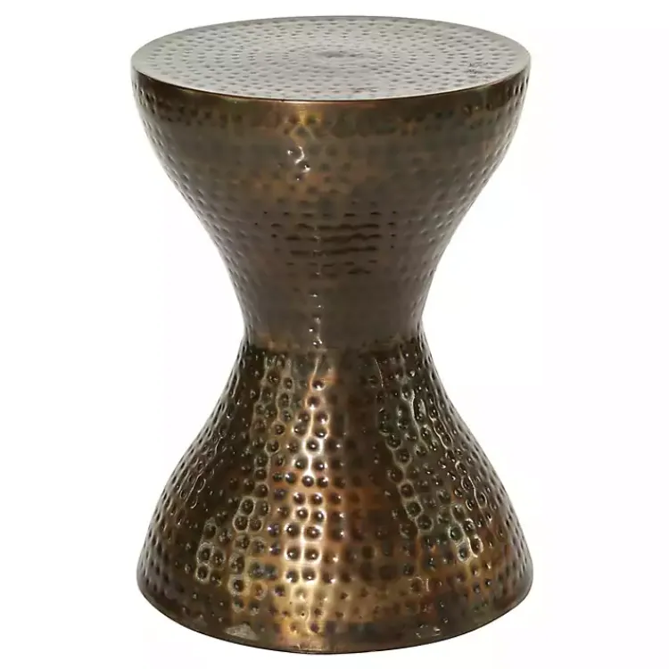 Kirklands Home Hammered Bronze Iron Hourglass Accent Table Brown Outlet