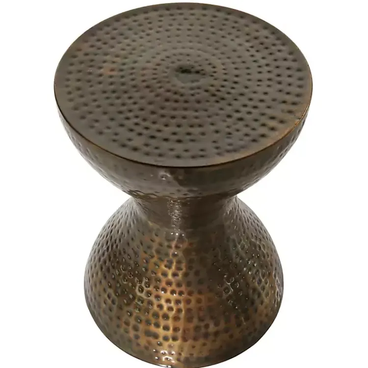 Kirklands Home Hammered Bronze Iron Hourglass Accent Table Brown Outlet