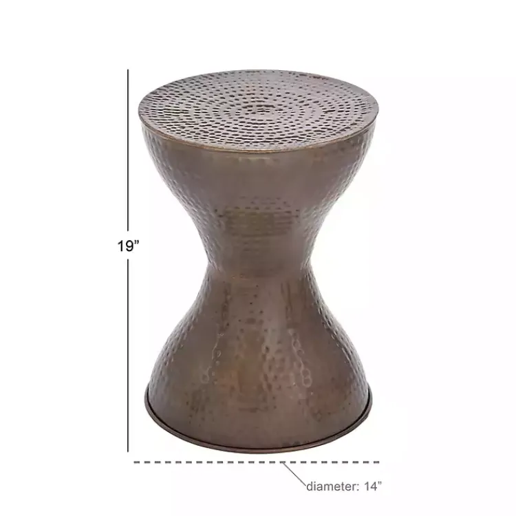 Kirklands Home Hammered Bronze Iron Hourglass Accent Table Brown Outlet
