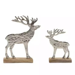 Christmas Decorations>Kirklands Home Hammered Metal Deer Silhouette Figurines, Set of 2 Silver