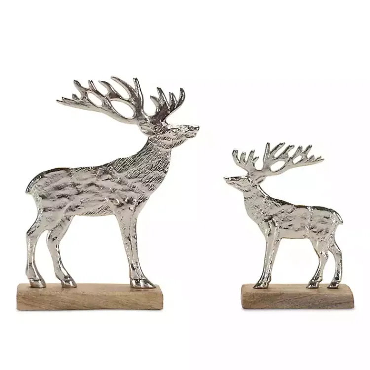 Christmas Decorations>Kirklands Home Hammered Metal Deer Silhouette Figurines, Set of 2 Silver