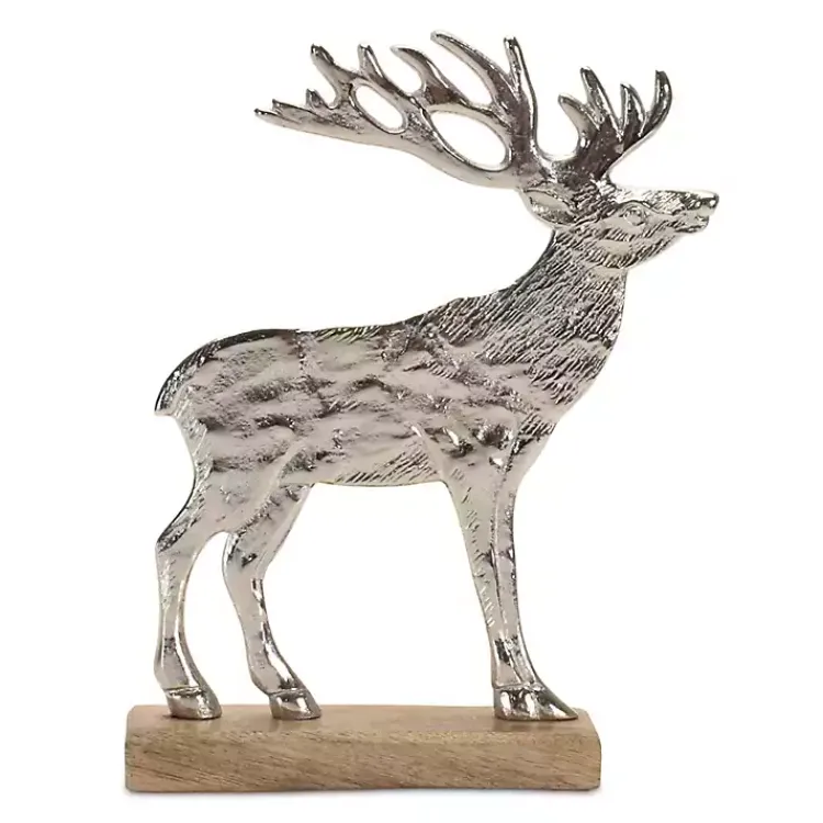 Christmas Decorations>Kirklands Home Hammered Metal Deer Silhouette Figurines, Set of 2 Silver