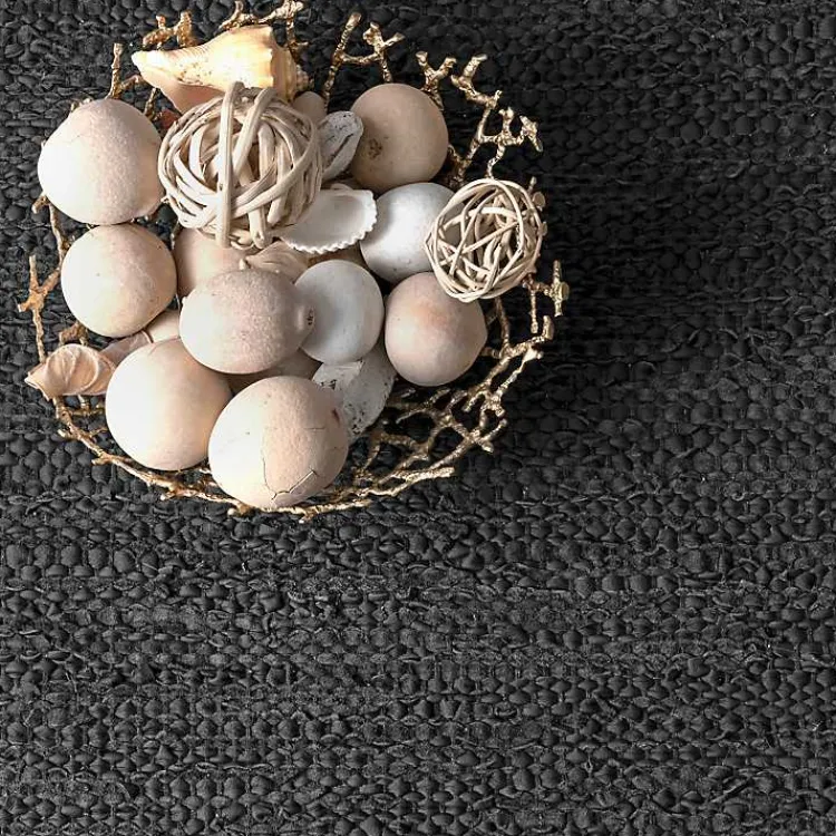 Kirklands Home Hand Braided Leather Kelli Jute Area Rug, 7x9 Black Outlet
