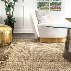 Kirklands Home Hand Woven Chunky Loop Jute Caspar Area Rug, 4x6 Tan Sale