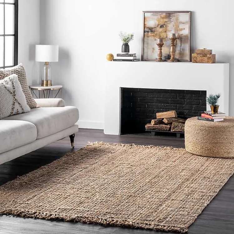 Kirklands Home Hand Woven Looped Natural Jute Area Rug, 9x13 Tan Sale