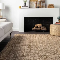 Kirklands Home Hand Woven Looped Natural Jute Area Rug, 9x13 Tan Sale