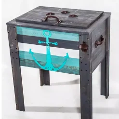Kirklands Home Handcrafted Wood Anchor Outdoor Patio Cooler Gray Hot