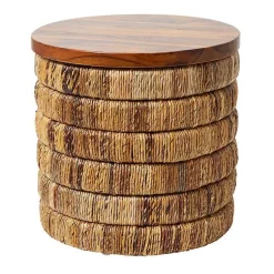 Kirklands Home Handmade Seagrass Round Accent Table Brown Hot
