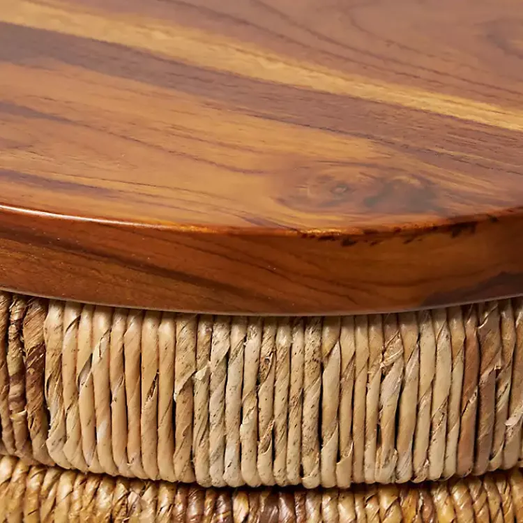 Kirklands Home Handmade Seagrass Round Accent Table Brown Hot