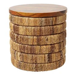 Kirklands Home Handmade Seagrass Round Accent Table Brown Hot