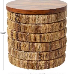 Kirklands Home Handmade Seagrass Round Accent Table Brown Hot