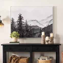 Kirklands Home Handpainted Mountain Scene Framed Art New