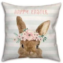 Easter Decorations>Kirklands Home Happy Easter Bunny with Floral Crown Pillow