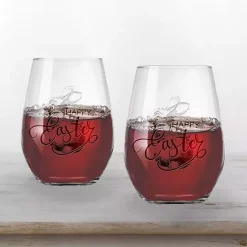 Easter Decorations>Kirklands Home Happy Easter Engraved 2-pc. Wine Glass Set Clear