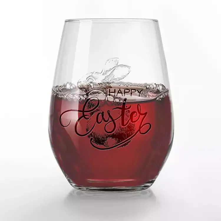 Easter Decorations>Kirklands Home Happy Easter Engraved 2-pc. Wine Glass Set Clear