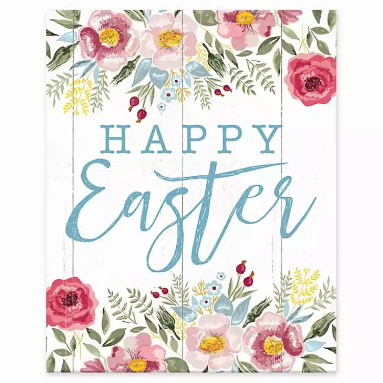 Easter Decorations>Kirklands Home Happy Easter Floral Tabletop Canvas Art Print