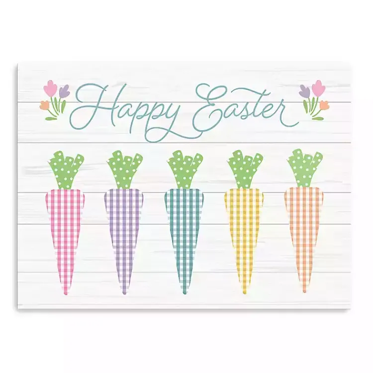 Easter Decorations>Kirklands Home Happy Easter Plaid Carrots Canvas Art Print
