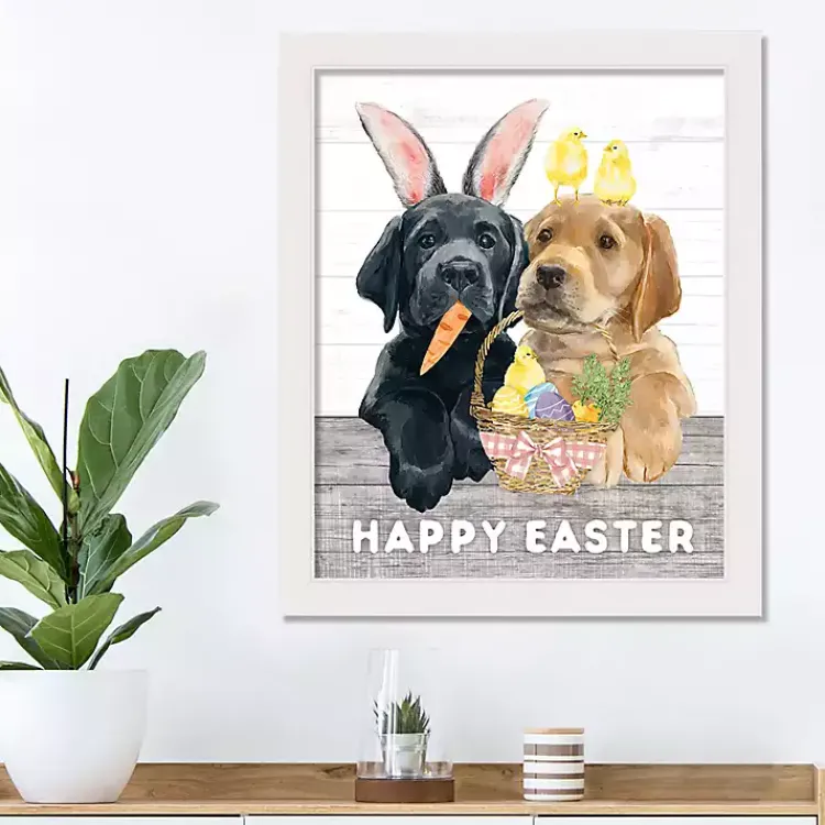 Easter Decorations>Kirklands Home Happy Easter Puppies Framed Canvas Art Print Multi